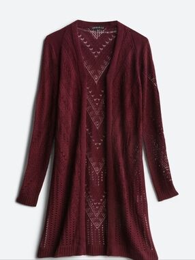 Love + Libby Open-Front Burgundy Knit Cardigan (size small/medium)